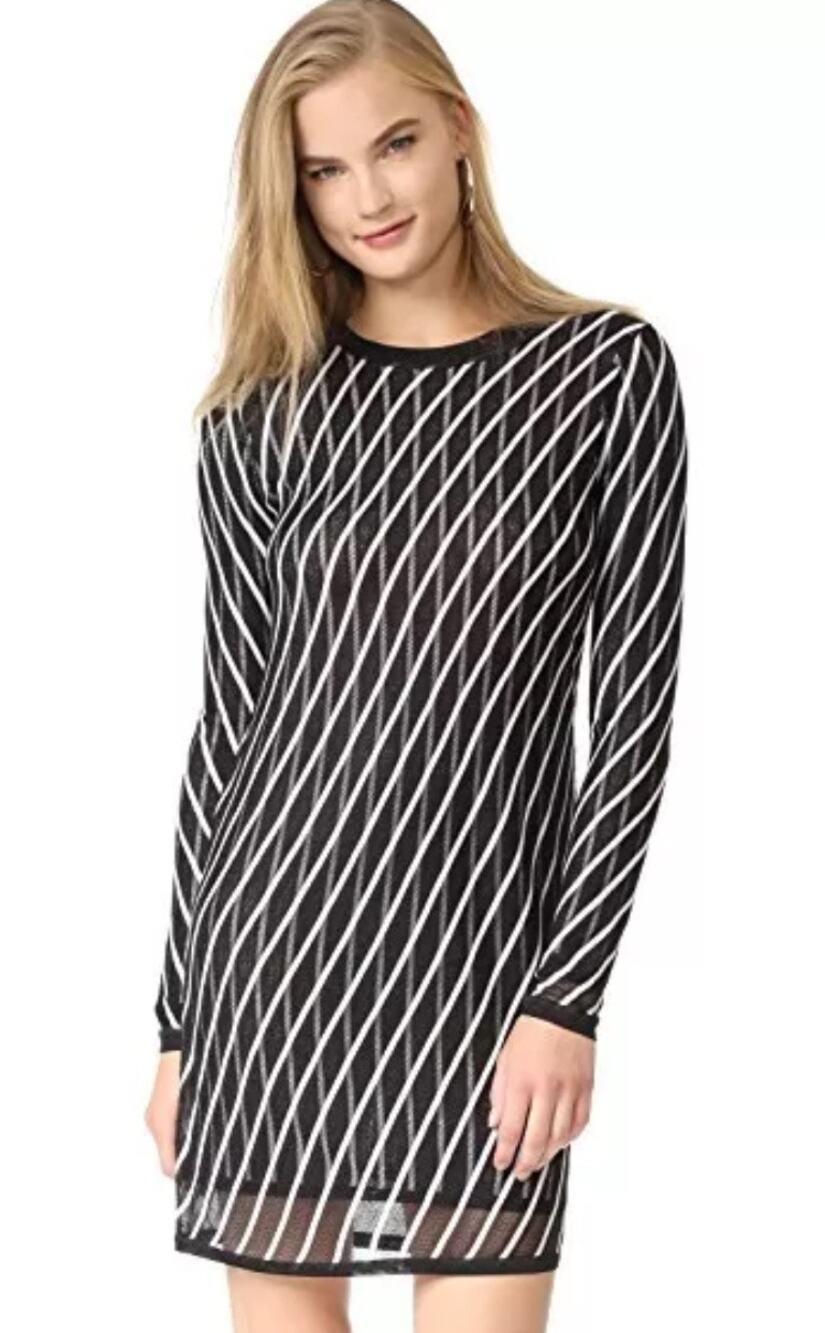 Diane Von Furstenberg Black White Double Layer Knit Dress